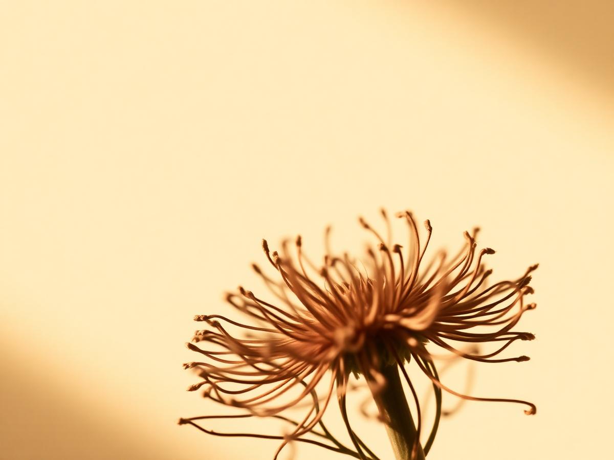 Flor seca em luz quente
